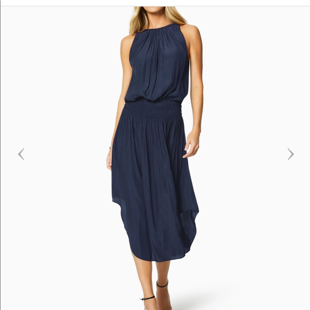 RAMY BROOK Audrey smoked midi dress- NAVY